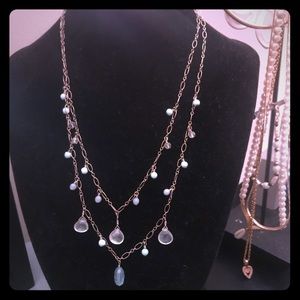 Beautiful baby blue and Crystal silver necklace